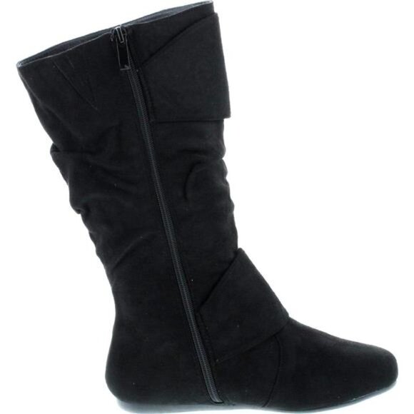 Women's Slouch Mid-Calf Boot - Round Toe, Slip-On Style, 1.5" Heel - Picture 6 of 7